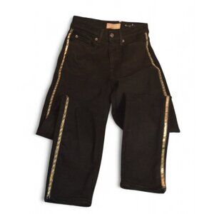 7 For All Mankind The High Waist Ankle Skinny Black Jeans with Silver Beads 26